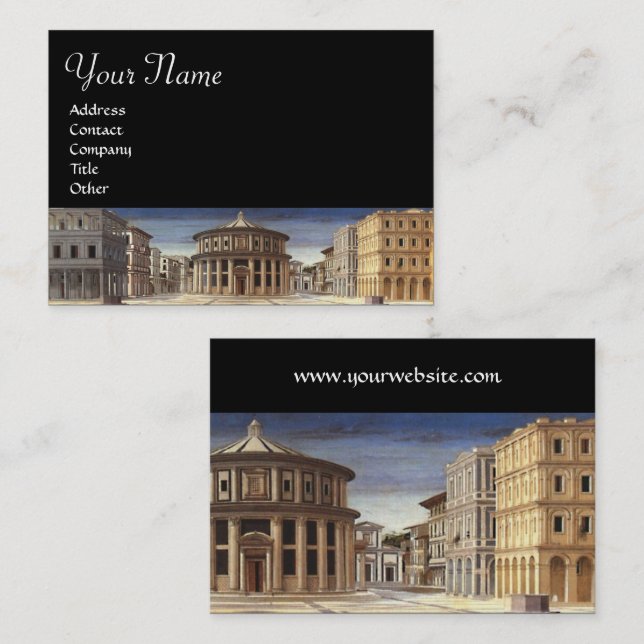 Tarjeta De Visita CIUDAD IDEAL, Arquitecto Renacentista Negro (Anverso / Reverso)