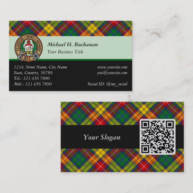 Tarjeta De Visita Clan Buchanan Tartan (Anverso / Reverso)