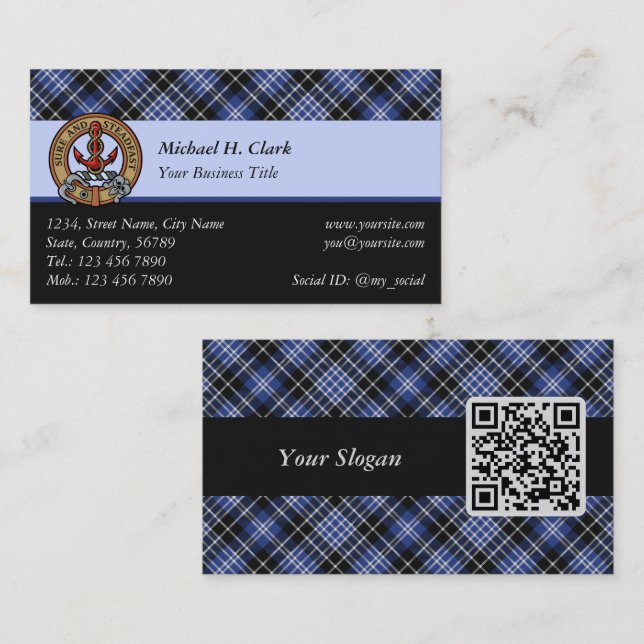 Tarjeta De Visita Clan Clark Tartan (Anverso / Reverso)