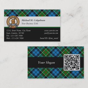 Tarjeta De Visita Clan Colquhoun Escudo sobre Tartán