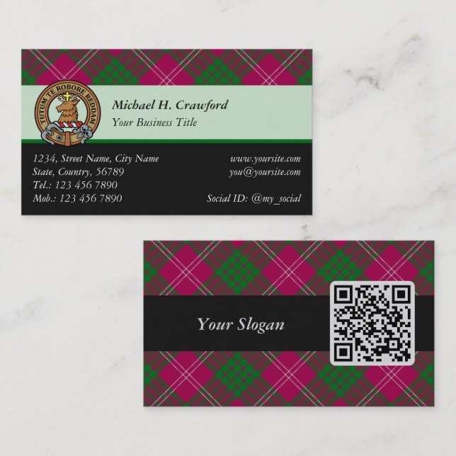 Tarjeta de visita Clan Crawford Tartan (Anverso / Reverso)