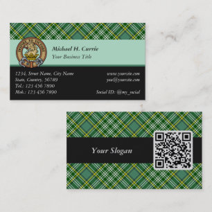 Tarjeta De Visita Clan Currie Lion Escudo sobre Tartán