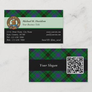 Tarjeta De Visita Clan Davidson Escudo sobre Tartán