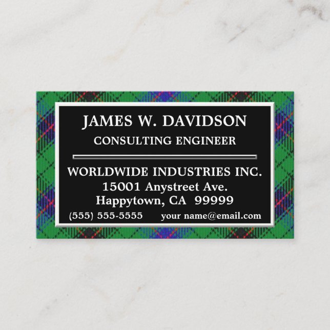 Tarjeta De Visita Clan Davidson Tartan Plaid (Anverso)
