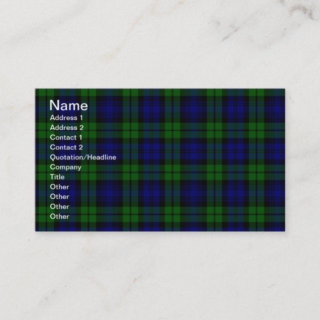 Tarjeta De Visita Clan de Campbell del tartán de Blackwatch (Anverso)