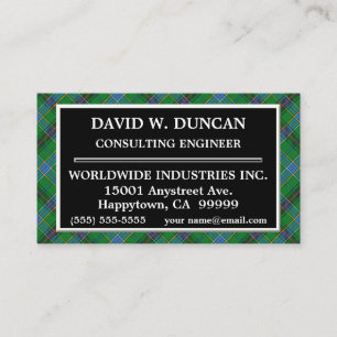 Tarjeta De Visita Clan de Escocia Duncan Tartan Plaid