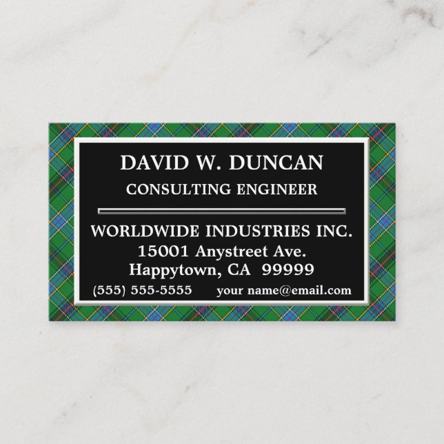 Tarjeta De Visita Clan de Escocia Duncan Tartan Plaid (Anverso)
