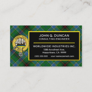 Tarjeta De Visita Clan de Escocia Duncan Tartan Plaid