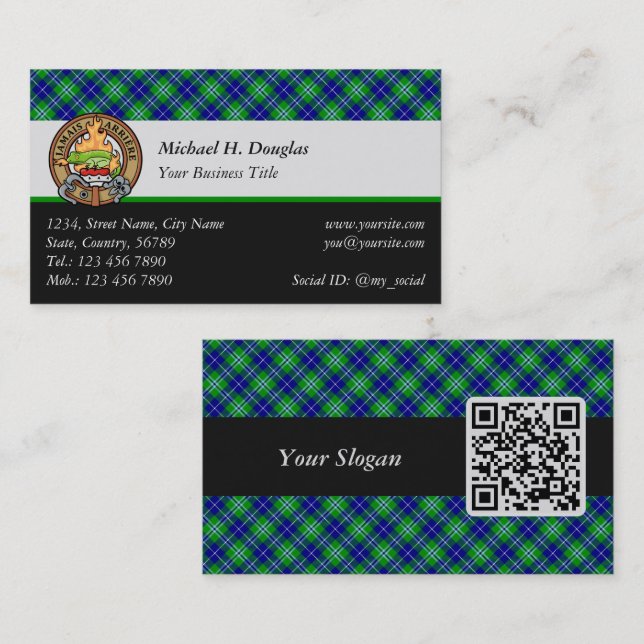 Tarjeta De Visita Clan Douglas Escudo por Tartán (Anverso / Reverso)