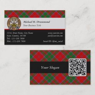 Tarjeta De Visita Clan Drummond Escudo sobre Tartán
