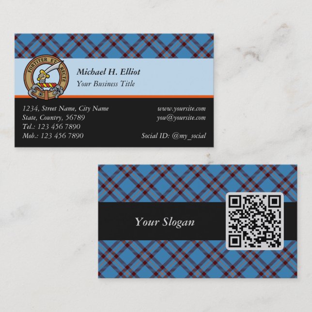 Tarjeta De Visita Clan Elliot Ancient Tartan Business Card (Anverso / Reverso)