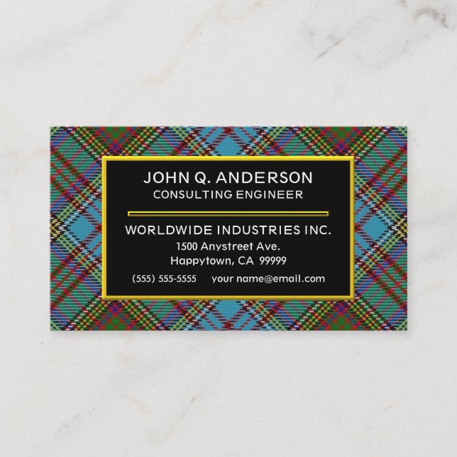 Tarjeta De Visita Clan escocés Anderson Tartan Plaid (Anverso)