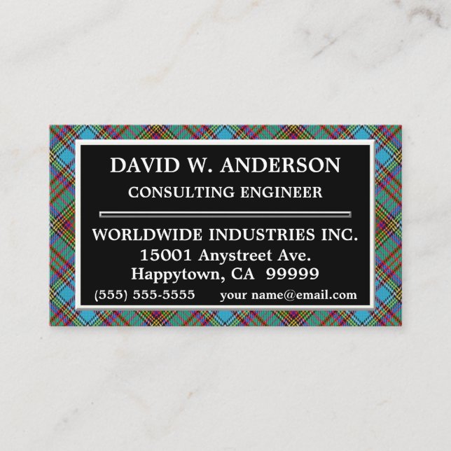 Tarjeta De Visita Clan escocés Anderson Tartan Plaid (Anverso)