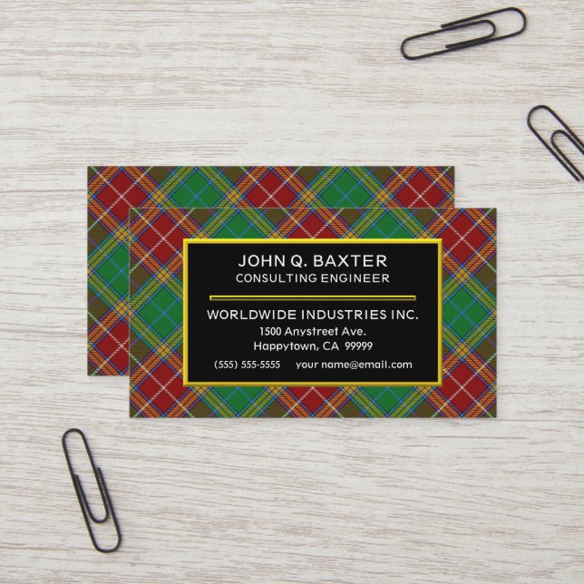 Tarjeta De Visita Clan escocés Baxter Tartan Plaid (Anverso/Reverso In Situ)