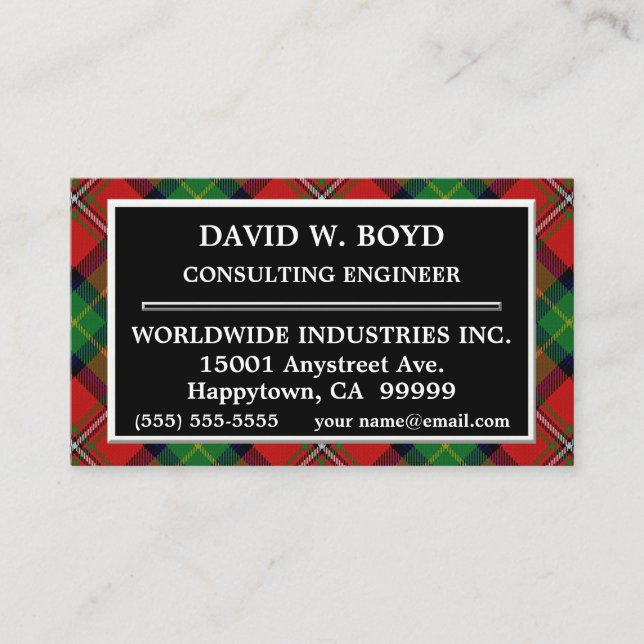 Tarjeta De Visita Clan escocés Boyd Tartan Plaid (Anverso)