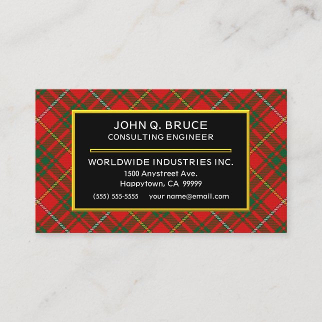 Tarjeta De Visita Clan Escocés Bruce Tartan Plaid (Anverso)
