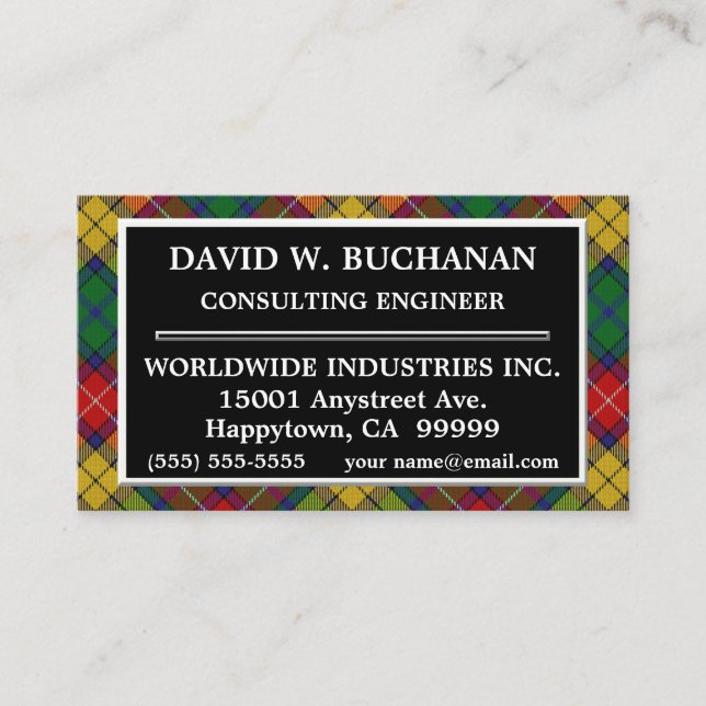 Tarjeta De Visita Clan escocés Buchanan Tartan Plaid (Anverso)