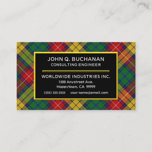 Tarjeta De Visita Clan escocés Buchanan Tartán Plaid (Anverso)