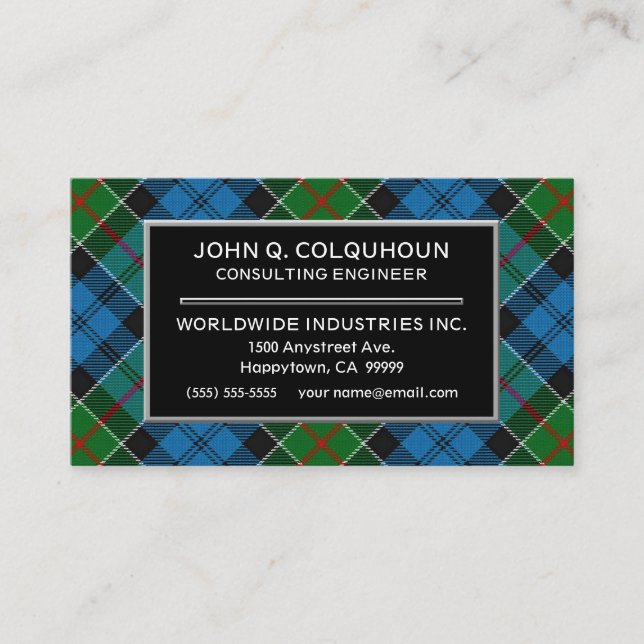 Tarjeta De Visita Clan escocés Colquhoun Tartan Plaid (Anverso)