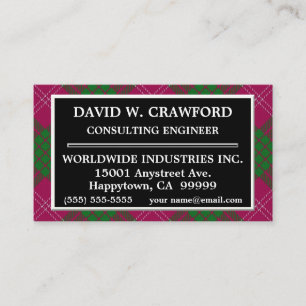 Tarjeta De Visita Clan escocés Crawford Tartan Plaid