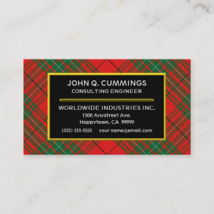 Tarjeta De Visita Clan escocés Cumming Red Tartán Plaid