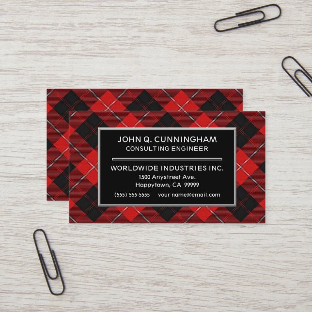 Tarjeta De Visita Clan escocés Cunningham Tartan Plaid (Anverso/Reverso In Situ)