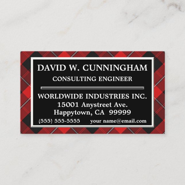 Tarjeta De Visita Clan escocés Cunningham Tartan Plaid (Anverso)