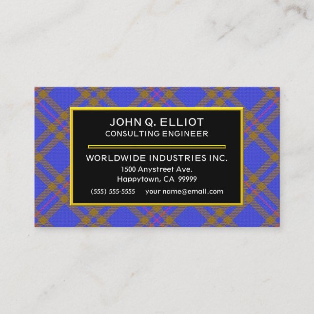 Tarjeta De Visita Clan escocés Elliot Elliott Tartan Plaid (Anverso)