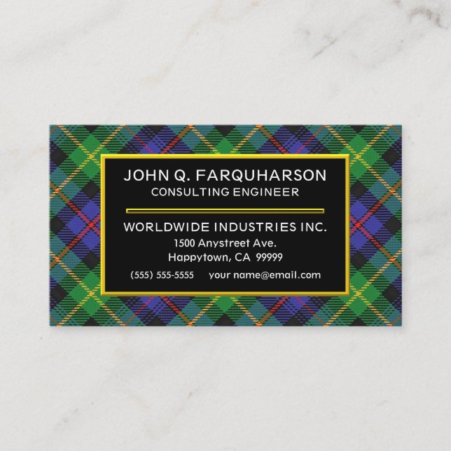 Tarjeta De Visita Clan escocés Farquharson Tartan Plaid (Anverso)