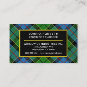 Tarjeta De Visita Clan escocés Forsyth Tartán Plaid