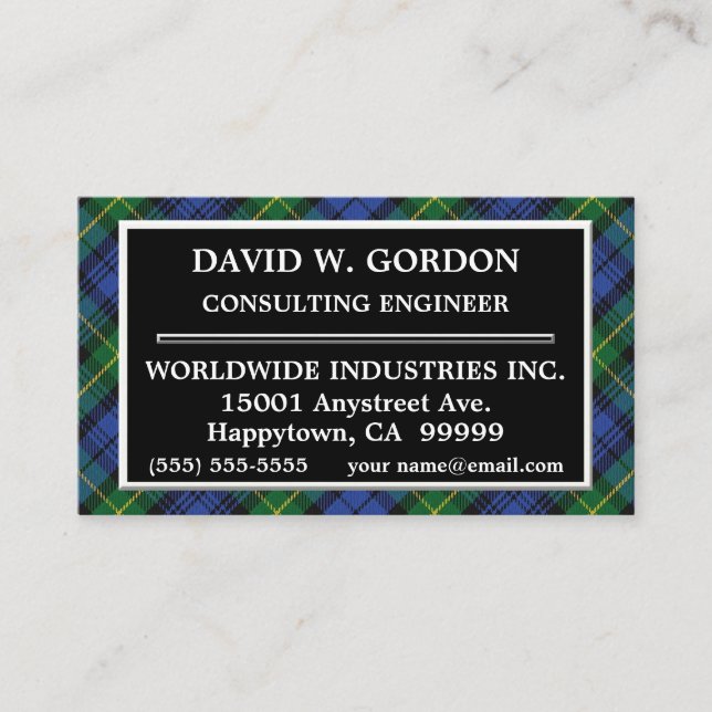 Tarjeta De Visita Clan escocés Gordon Tartan Plaid (Anverso)