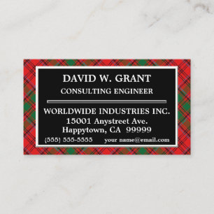 Tarjeta De Visita Clan escocés Grant Tartan Plaid