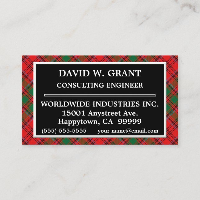 Tarjeta De Visita Clan escocés Grant Tartan Plaid (Anverso)