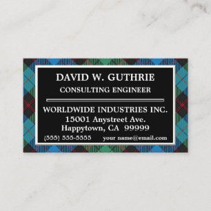 Tarjeta De Visita Clan escocés Guthrie Tartan Plaid