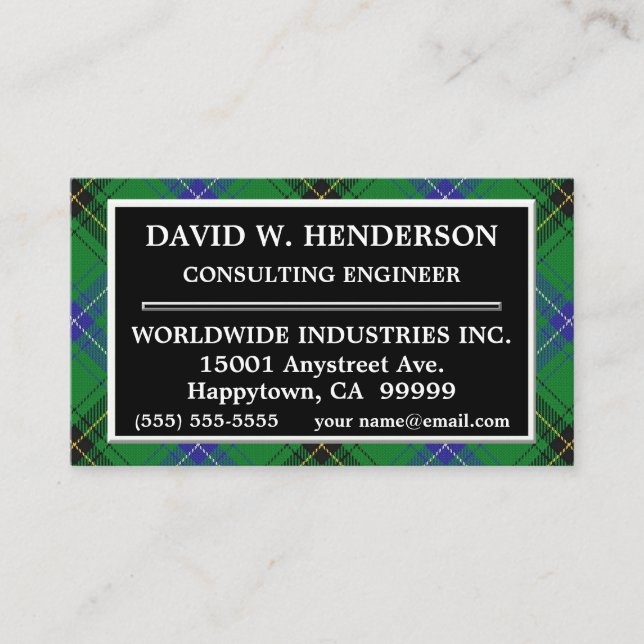 Tarjeta De Visita Clan escocés Henderson Tartan Plaid (Anverso)