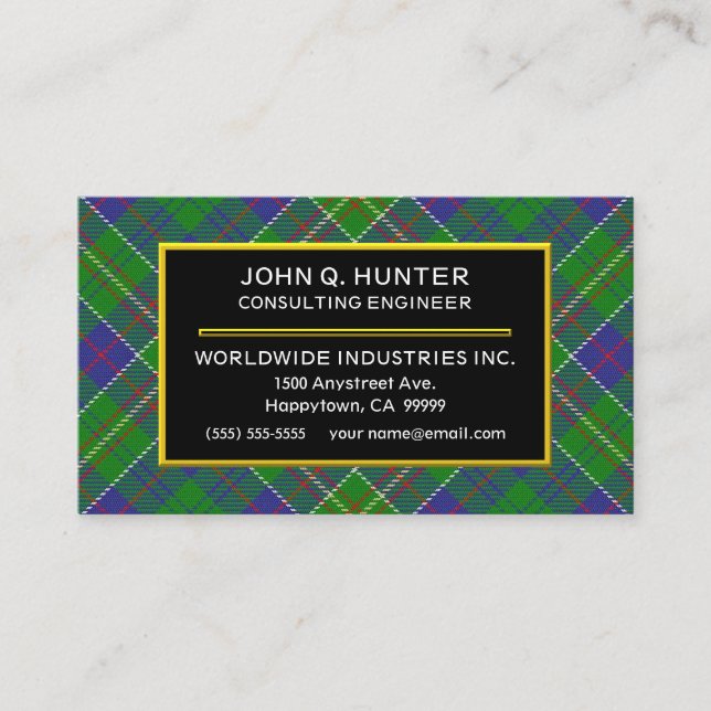Tarjeta De Visita Clan escocés Hunter Tartan Plaid (Anverso)