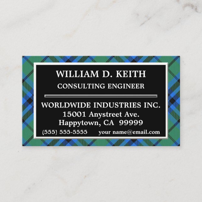 Tarjeta De Visita Clan escocés Keith Tartan Plaid (Anverso)