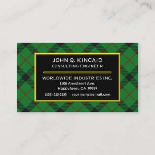 Tarjeta De Visita Clan escocés Kincaid Tartan Plaid
