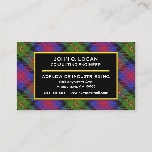 Tarjeta De Visita Clan escocés Logan Tartan Plaid (Anverso)
