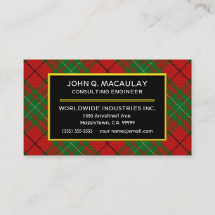 Tarjeta De Visita Clan escocés MacAulay Tartan Plaid