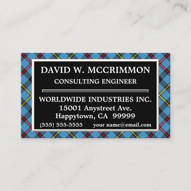 Tarjeta De Visita Clan escocés MacCrimmon Tartan Plaid (Anverso)