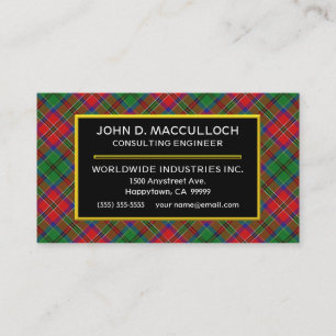 Tarjeta De Visita Clan escocés MacCulloch Tartan Plaid