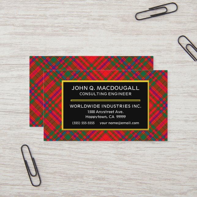 Tarjeta De Visita Clan escocés MacDougall Tartan Plaid (Anverso/Reverso In Situ)