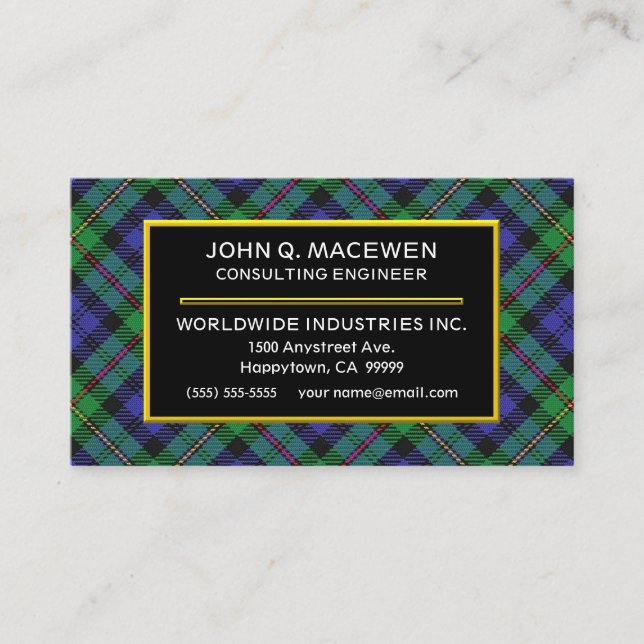 Tarjeta De Visita Clan escocés MacEwen Tartan Plaid (Anverso)