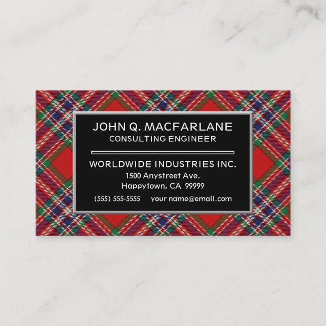 Tarjeta De Visita Clan escocés MacFarlane Tartan Plaid (Anverso)