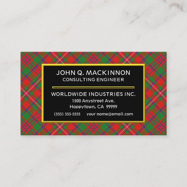 Tarjeta De Visita Clan escocés MacKinnon Tartan Plaid (Anverso)