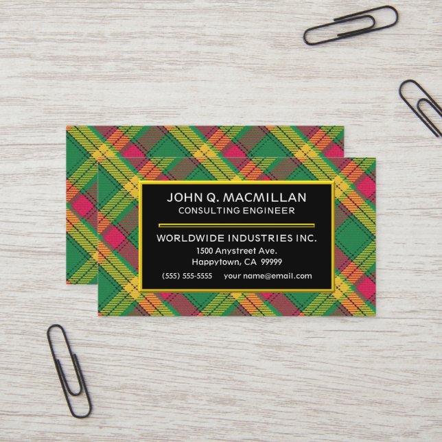 Tarjeta De Visita Clan escocés MacMillan Tartan Plaid (Anverso/Reverso In Situ)