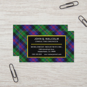 Tarjeta De Visita Clan escocés Malcolm Tartan Plaid
