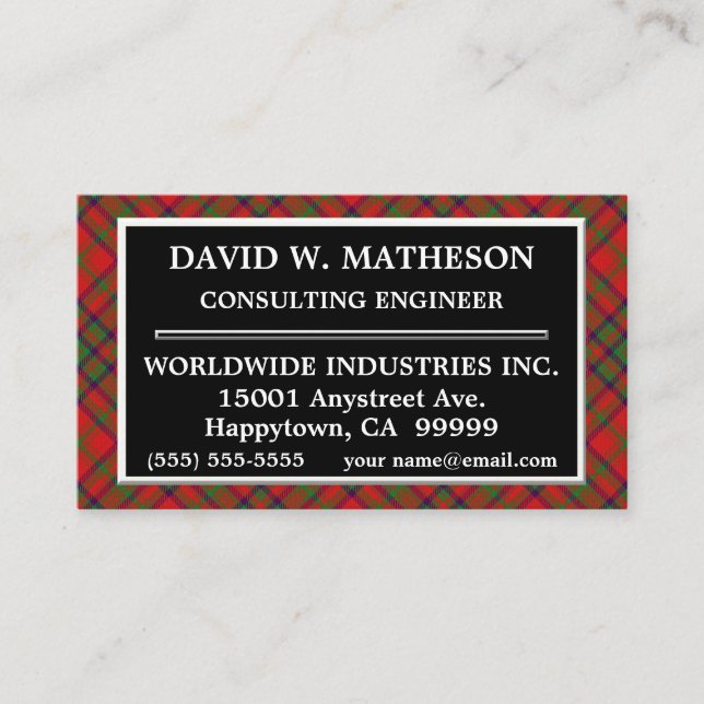 Tarjeta De Visita Clan escocés Matheson Tartan Plaid (Anverso)