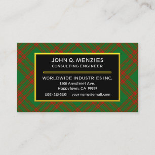 Tarjeta De Visita Clan escocés Menzies Tartán Plaid